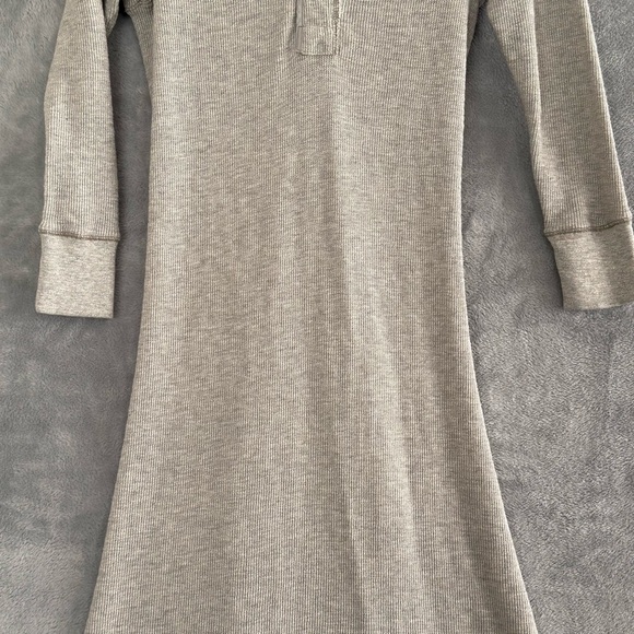 Polo Ralph Lauren Henley Maxi Style Long Dress Grey Medium Thermal Waffle - Picture 3 of 15